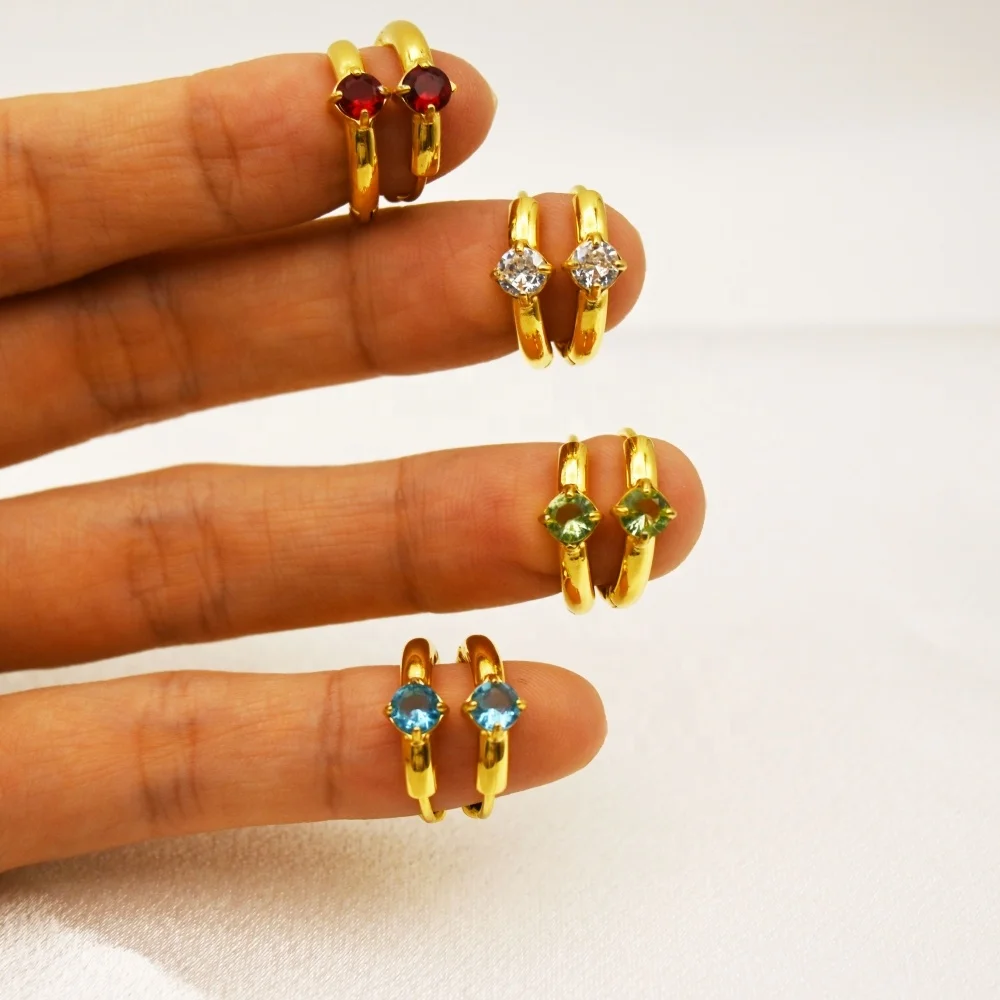 Luxury Non Tarnish 18k Gold Stainless Steel 5A CZ Custom Jewelry Hoop Drop Earrings Women Circle Dangle Earrings For Gift