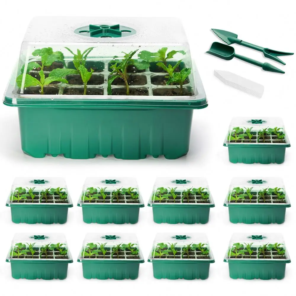Garden plant rice nursery seeds tray pot large cell seed mini seedling starter propagation tray with dome