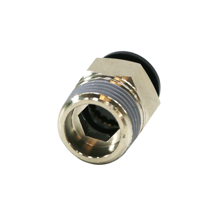 PC thread straight through black quick connector quick insert external thread pneumatic connector accessory