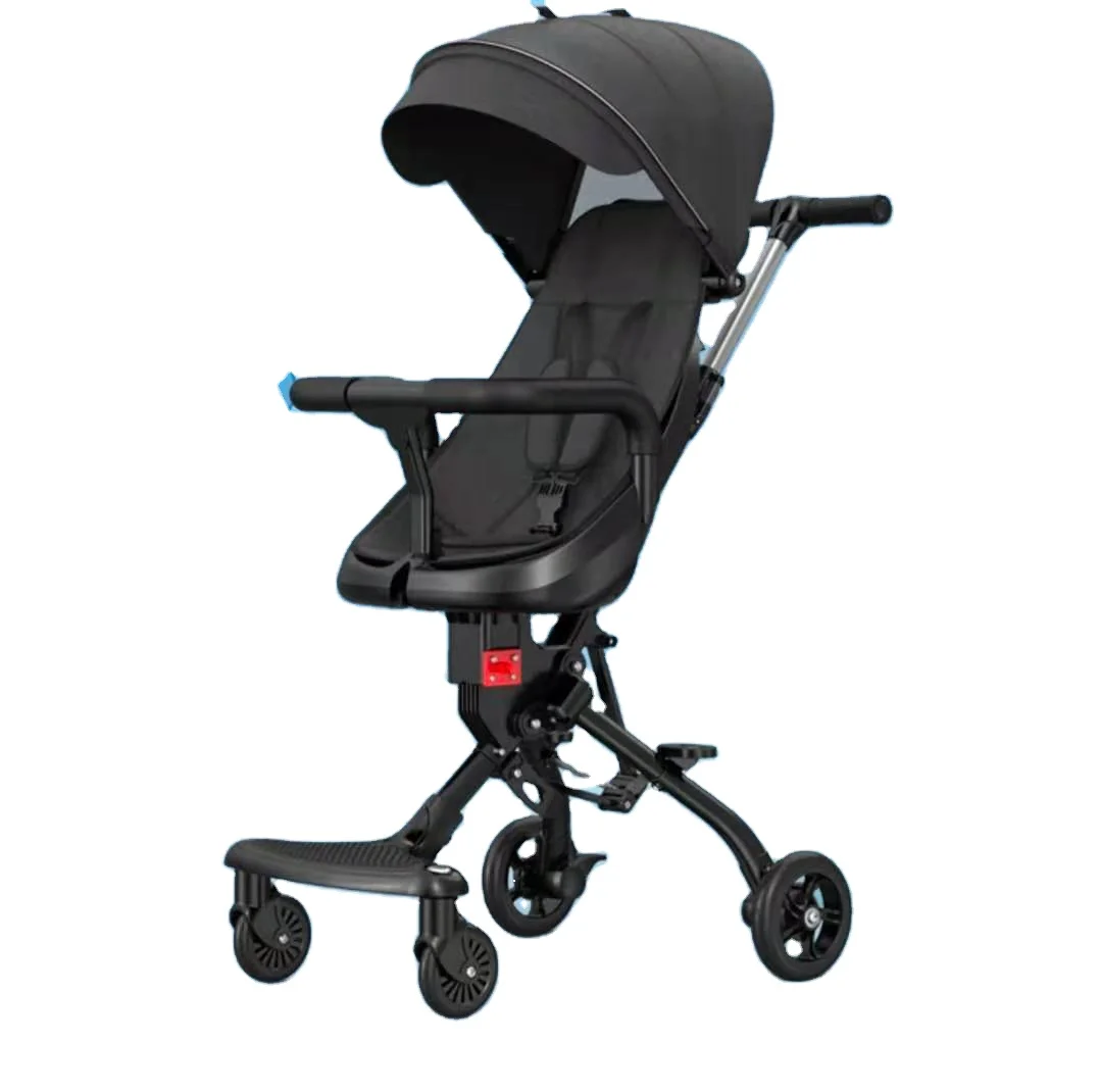 Adjustable Handle Lightweight Portable Rattan Pram Buggy Foldable 2-in-1 Alloy Frame for 3-Year-Olds