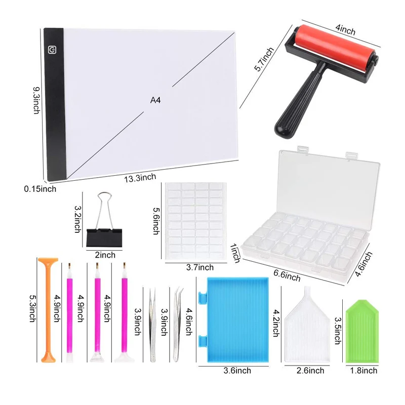 VANCY ARTS High Quality USB Charge Light Pad Diamond Painting Kits Tools And Accessories Kit For Adults And Kids