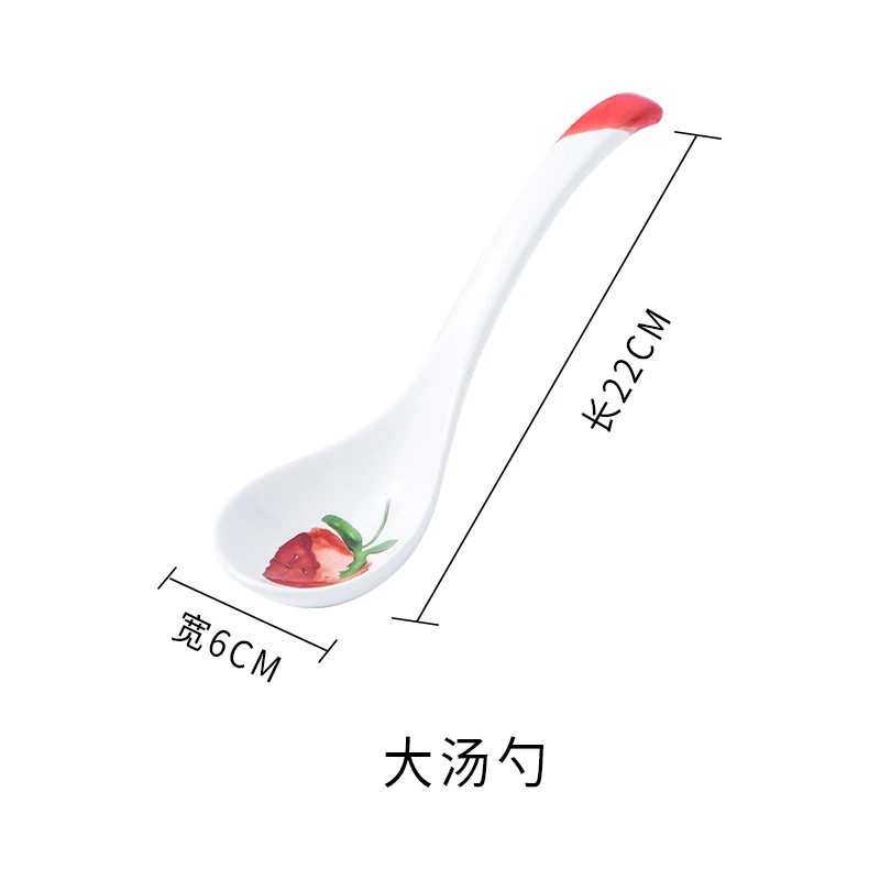 Ceramic strawberry spoon dinner soup spoon white color rice spoon honey