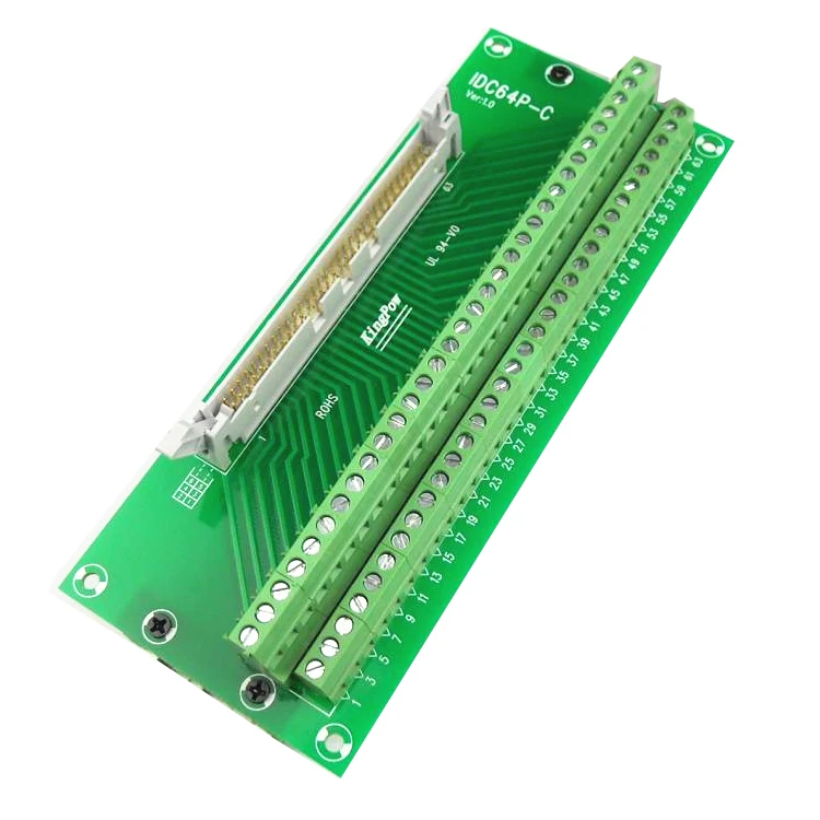 IDC64P IDC 64 Pin Male Connector to 64P Terminal Block Breakout Board Adapter PLC Relay Terminals DIN Rail Mounting