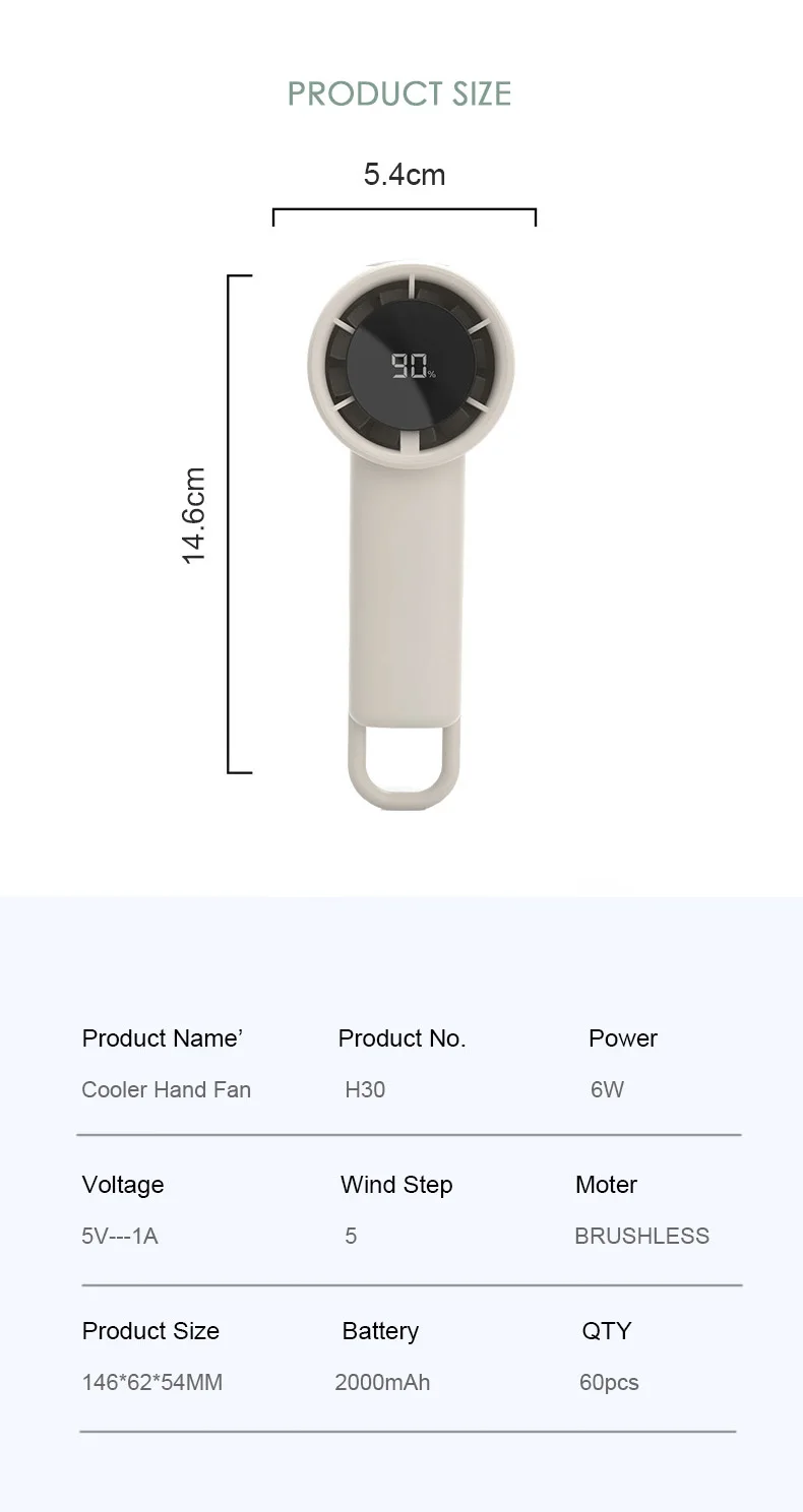 2025 NEW item  customize manufacturer pothook air cooling fan stronger wind LED indicator high speed portable handheld fan