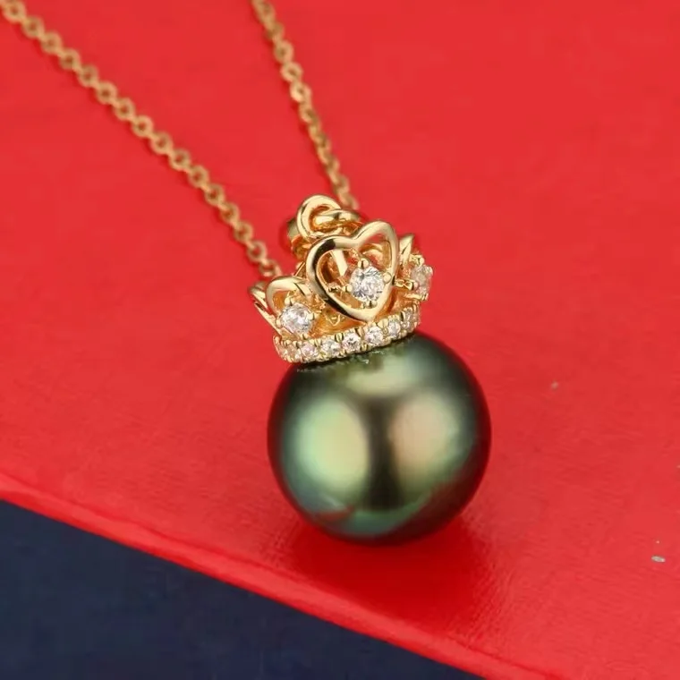 14K 18K Gold DIY Natural pearl pendant accessories empty crown versatile new custom Necklace Pendant Jewelry without chain