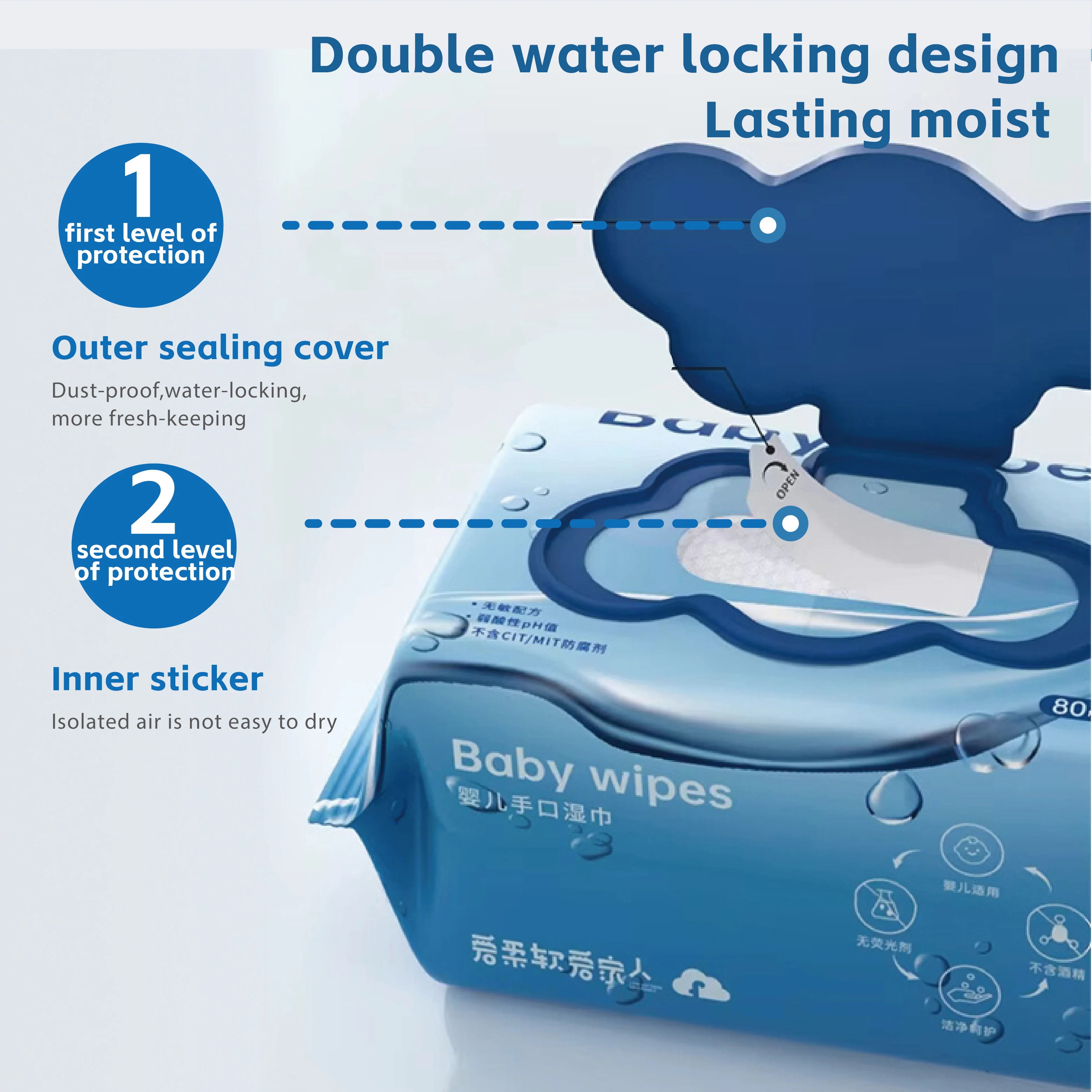 OEM/ODM Customized Wipes Customized Logo Bamboo Fiber Organic Natural floor wipes soothes skin Antibacterial wipes