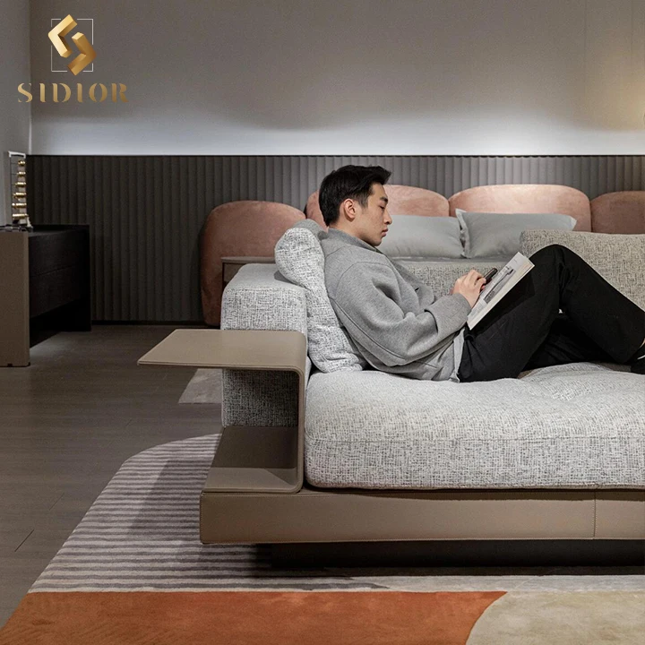 High End Italian Modern Leather Modular Sectional Villa 8 Seater Oversize Huge Big Couch Sofa Set L Shaped Corner Sofa Couch