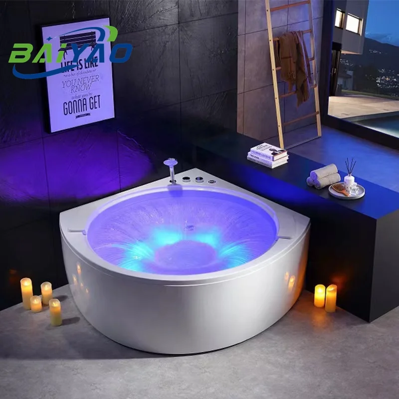 BAIYAO Smart 360 Waterfall Jakuzzi Two People  Indoor Spa Bath Tub Freestanding Corner Bathtubs & Whirlpools Jacuzzier