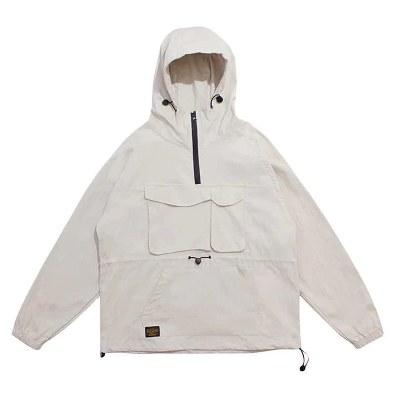 Men custom half zipper custom printed logo jacket polyester windbreaker  waterproof Streetwear jacket