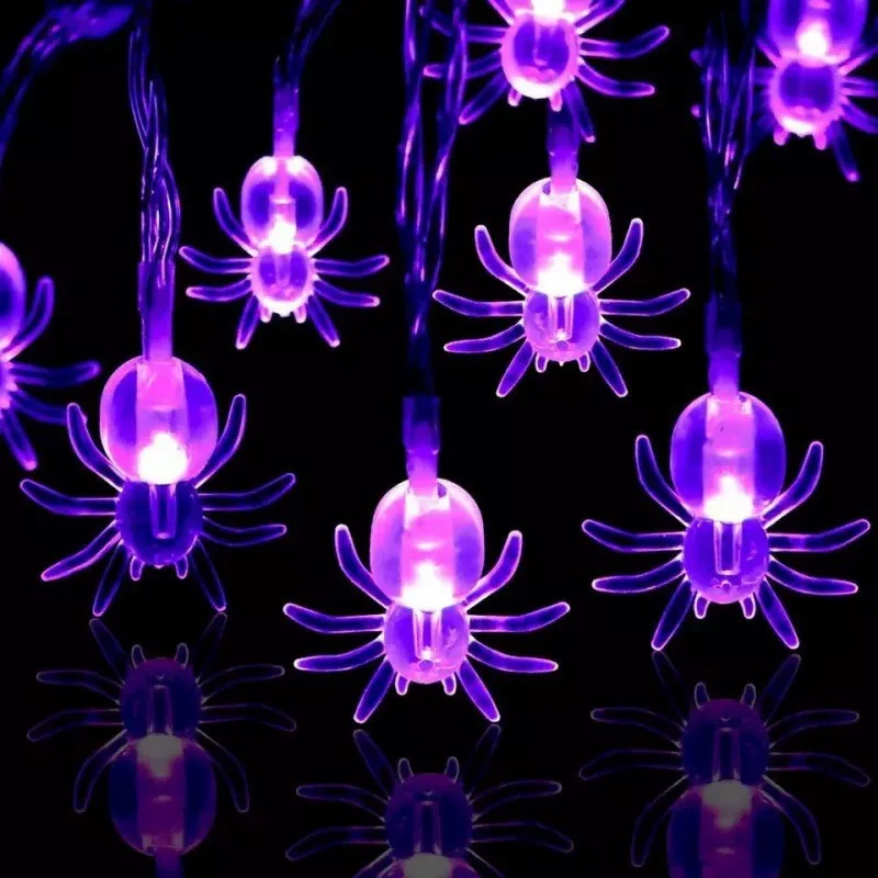 TSINYE LED Halloween Decoration Waterproof 3D Purple Spider Bat Pendant Decoration String Lights for theme parties carnival