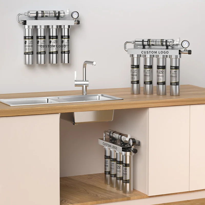 Ultrafiltration Stainless Steel Water Filter 0.01 Micron Household Under-Sink System 5-Stage High Capacity Tankless Filter