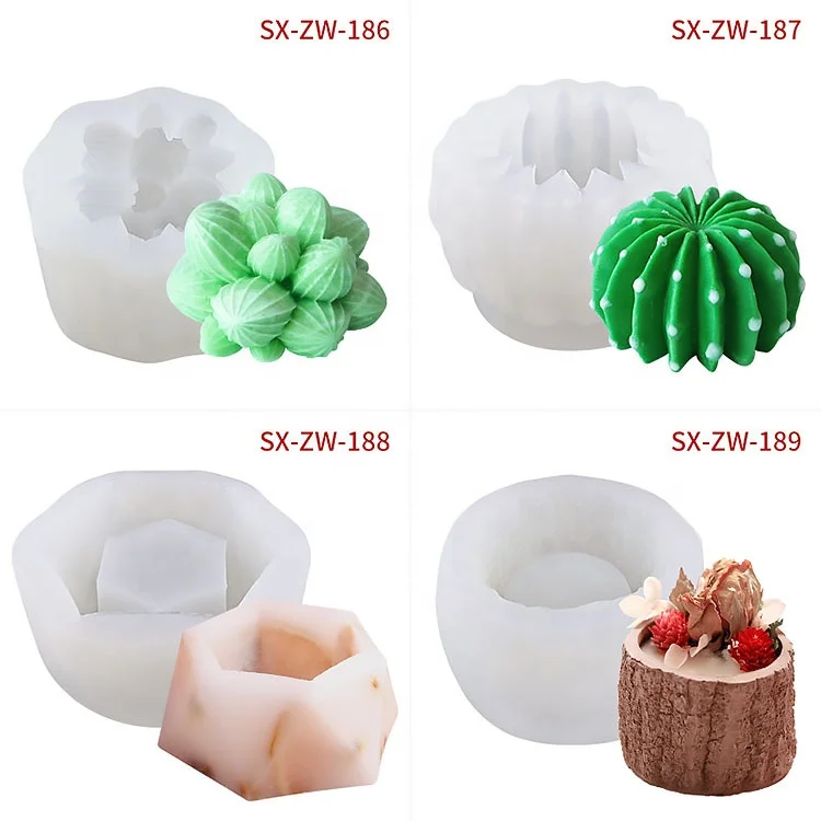 China supplier custom various shapes succulent plants flower pot diy silicone candle mold