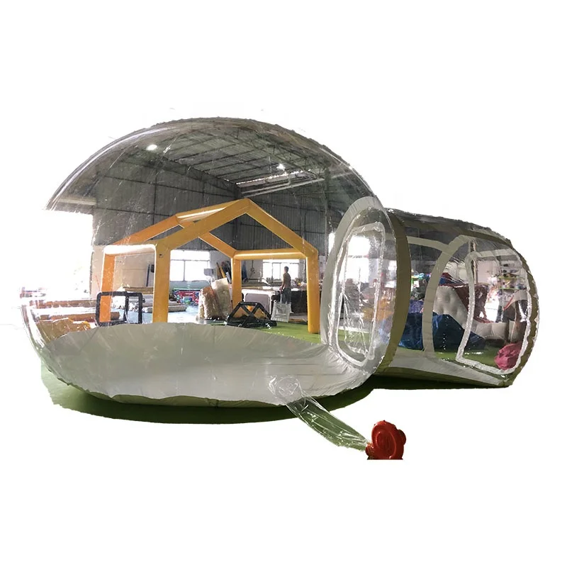 Outdoor Single Tunnel Inflatable Camping Tent With Blower Inflatable Photo Booth Transparent Bubble Tent