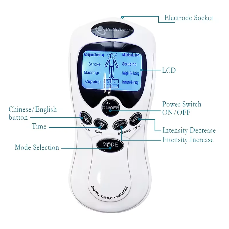 Factory Low Price Tens Unit 8 Modes Muscle Stimulator Electronic Pulse EMS Tens Body Massage Therapy Equipment