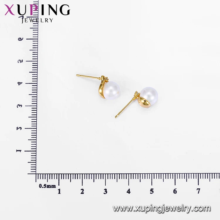 
E-22 Xuping simple 24 karat gold plated pearl stud earrings jewelry for women 