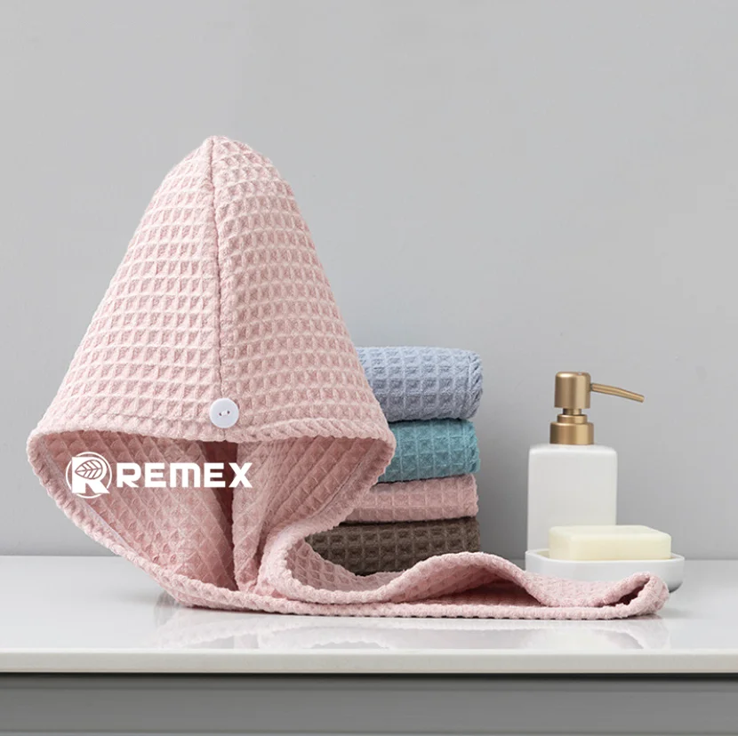 Лидер продаж на Amazon Вафельное полотенце для сушки волос банное из микрофибры быстросохнущая головка душа тюрбан густых