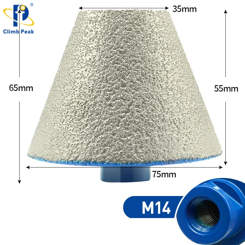 M14 Adapter Cone Shape Vacuum Brazed Diamond Core Drill Bit Bevel Edge Milling Tool for Marble Granite Tile Porcelain