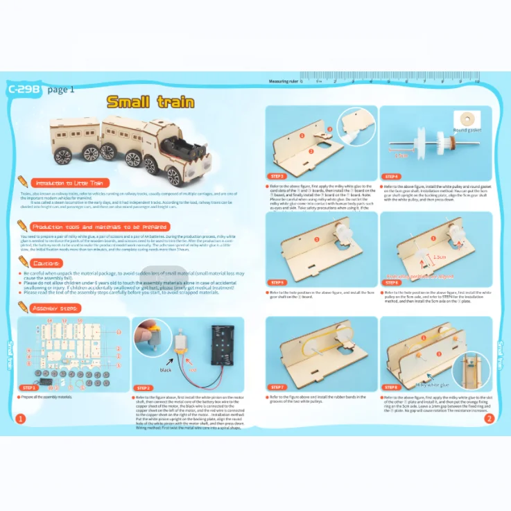 C-29B SEALAND Woodcraft Toy Wooden Train Construction Kit Wood Model 3D Wooden Puzzle Children Educational Toy DIY  ChildrenKids