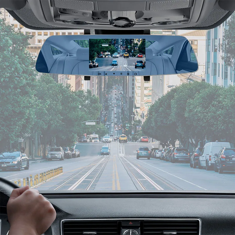 New car DVR full HD 1080P 5 inch touch screen recorder night vision camera double rearview mirror automatic mirror sprint camera