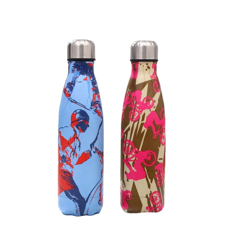 Custom stainless steel  vacuum flask Swelling cola shape sport water bottle with  LED Temperature Display