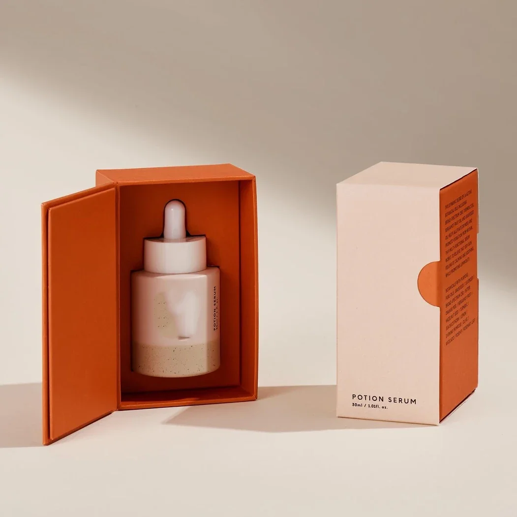 Custom Luxury 60ml Cosmetic Dropper Bottle Paper Box Cosmetic Packaging Boxes Book Type Box