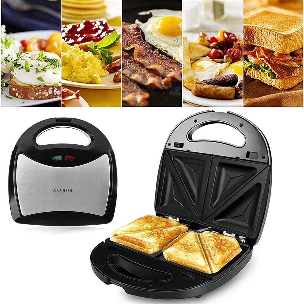 3 в 1 электрическая сэндвич-машина со съемной антипригарной вафельной и гриль-пластиной, пресс для завтрака, вафельница