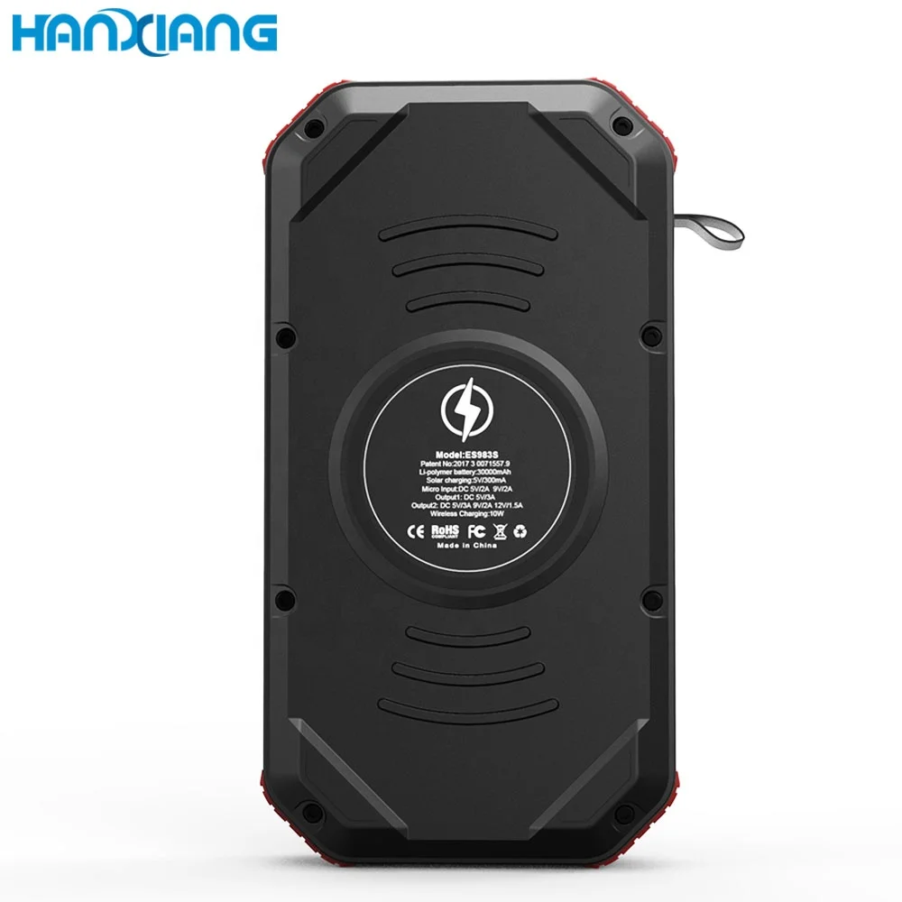Unique Products To Sell Portable QC3.0 PD Type C Fast 4 USB Flashlight Solar Charger 30000mAh Power Bank for Outdoors Camping