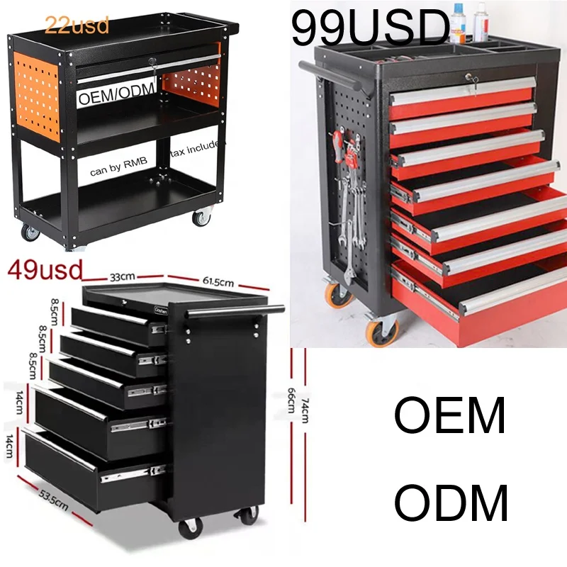 5 Drawers Boxes Storage Tool Box Trolley Storage Cabinet Roller Tool Cabinet With Handle And Wheels