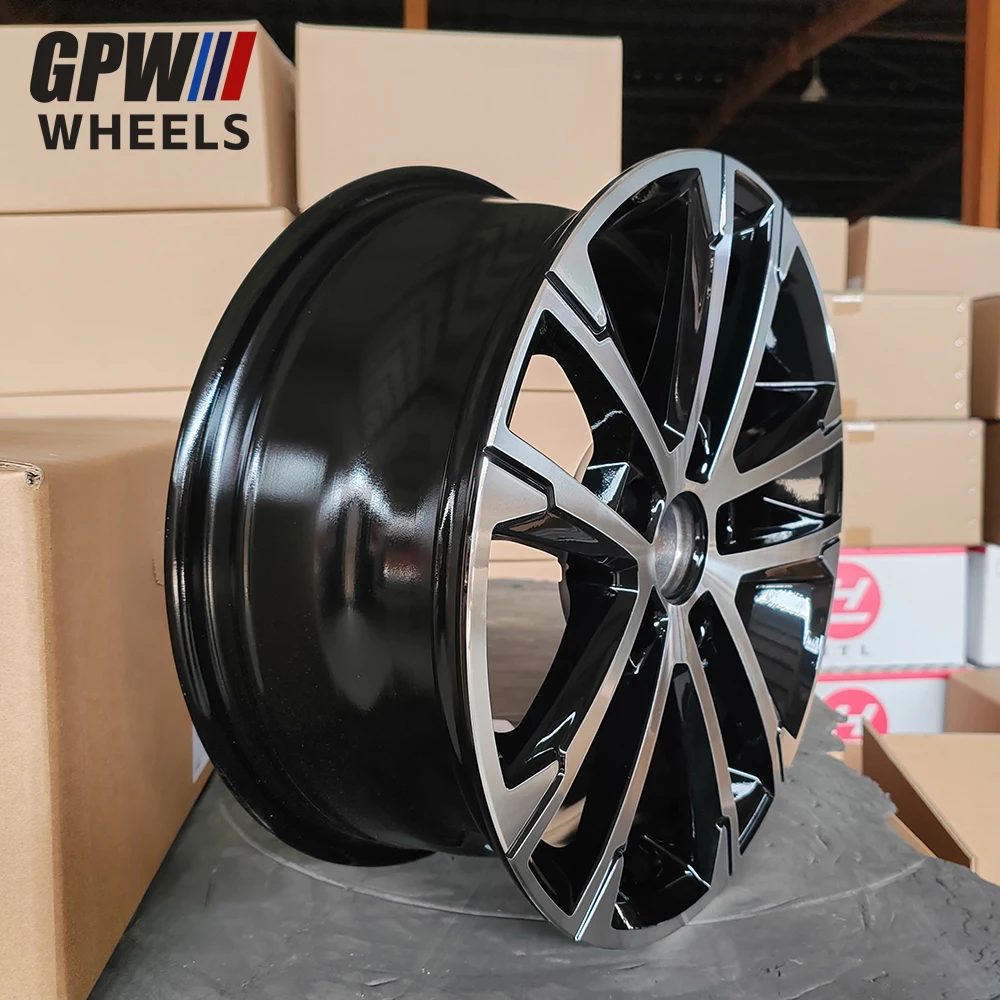 GPW 15*6.0 /16*7.0 Inch 5*100/112 Pcd Black Machine Face Alloy Wheels Passenger Car Wheels 16Inch Car Wheels Aluminum Rims
