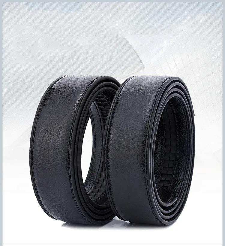 No Buckle Men Belt 3.5CM Ratchet Strap Fashion Luxury Business Black PU Leather Belts Waistband Belts Leather Men