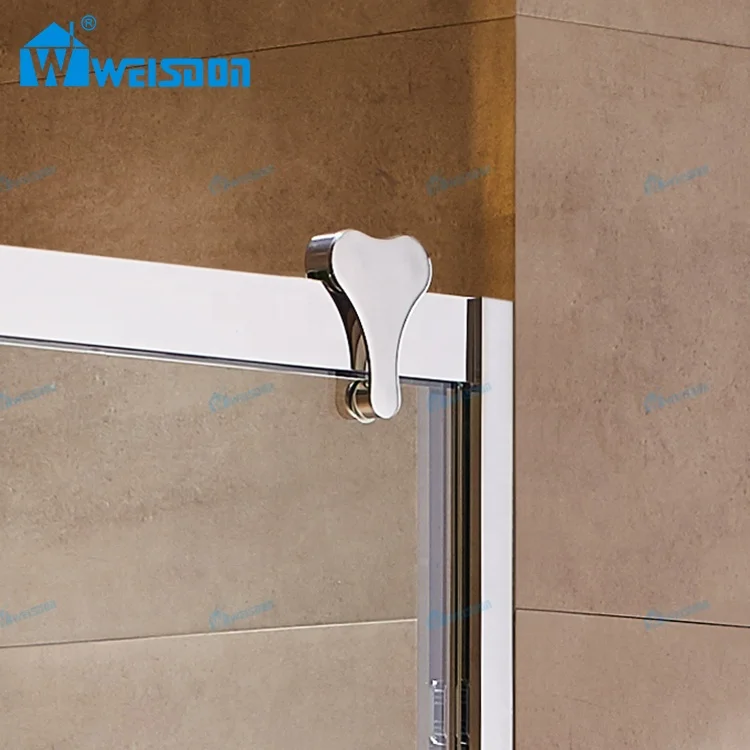 Weisdon Bathroom Stainless Steel Shower Screen Double Sliding Tempered Glass Framed Shower Door