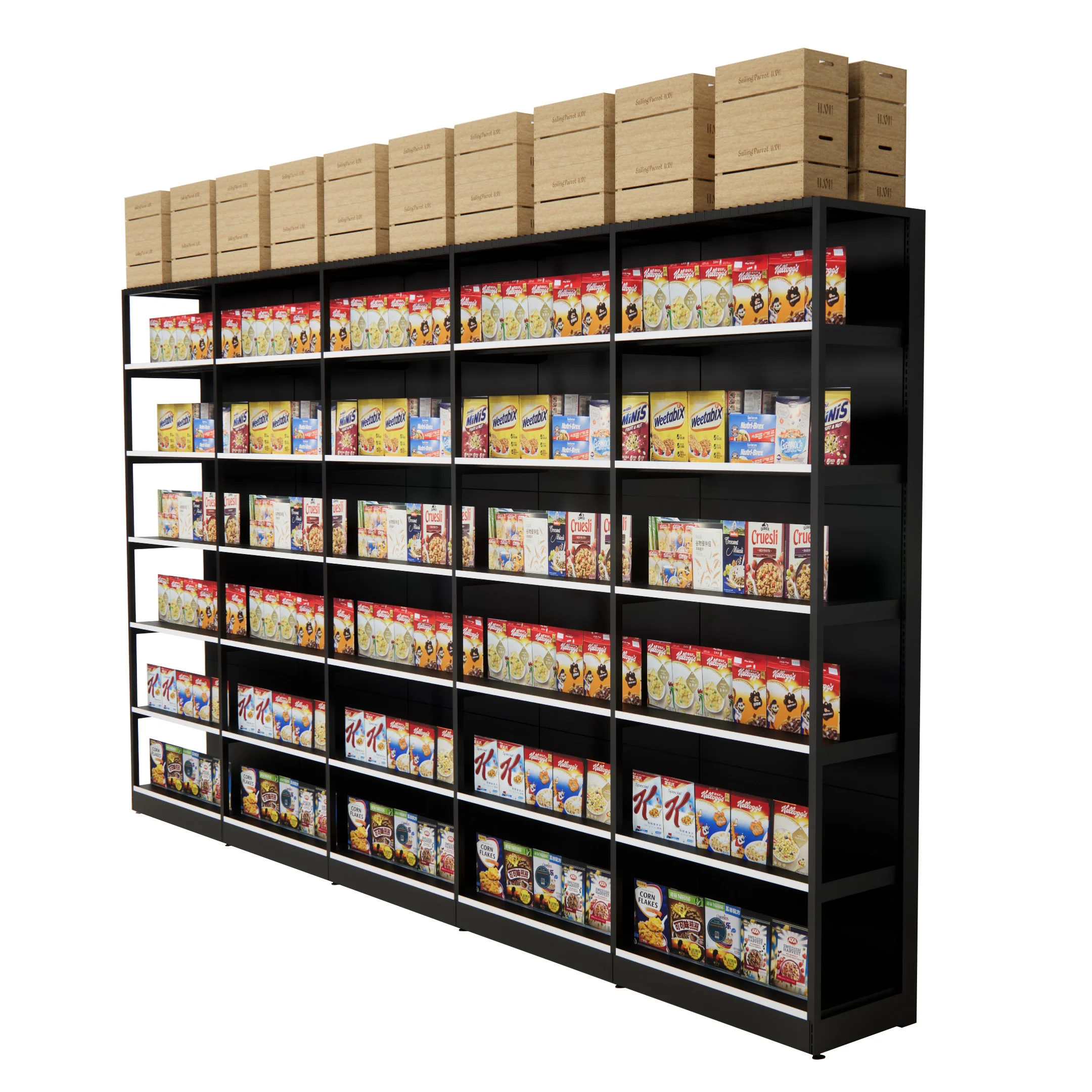 2022 white/black/grey single side rack for grocery storage heavy duty shelf and supermarket equipment