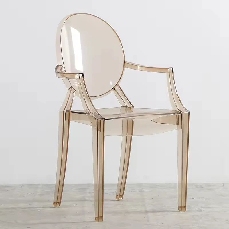 Wholesale Cheap Modern Dining Plastic Armrest Hotel Chaise Transparent Clear Ghost Chair