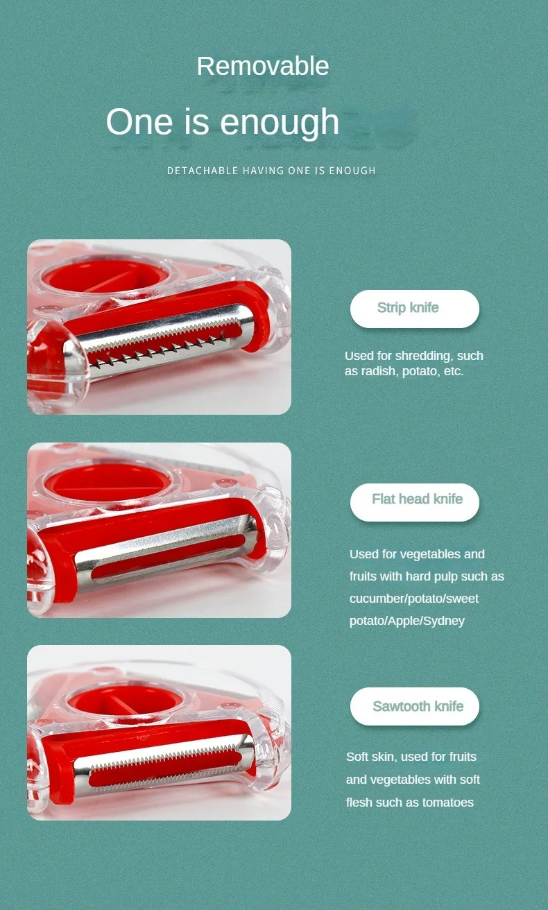 3 In 1 Multi-function Stainless Steel Magic Fruit And Vegetable Slicer, Potato Cutter And Peeler Kitchen Tool