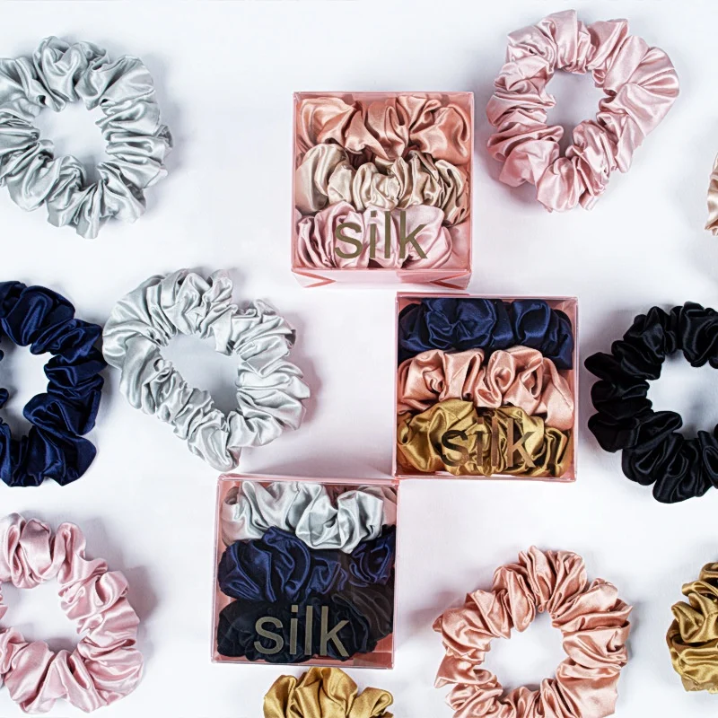 Can Be Stretched 20mm 100% Silk Hair Scrunchies Mulberry Silk Scrunchie 100% Silk