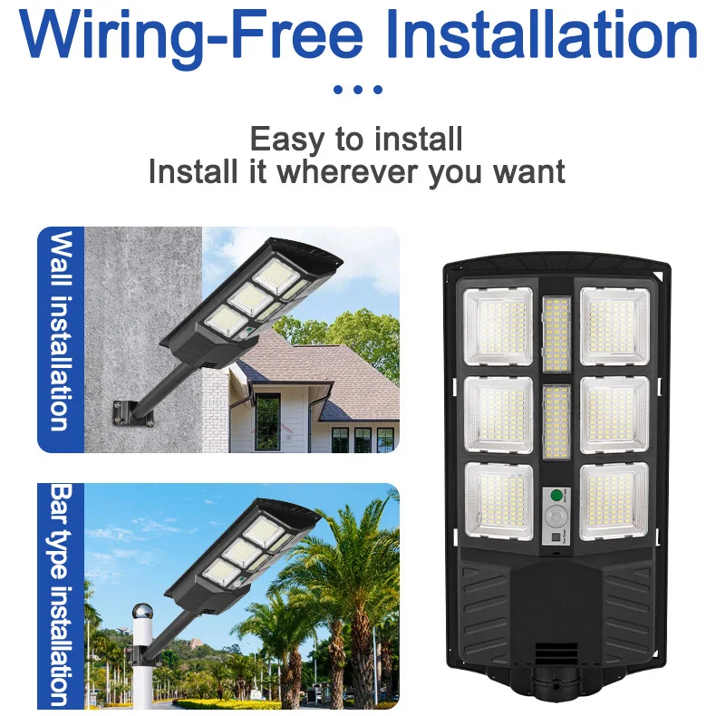 Outdoor Wall Mount Light Garden Light with Pole Solar Lamp High Power Outdoor Lithium Battery 2 In 1 LED Solar Street Light