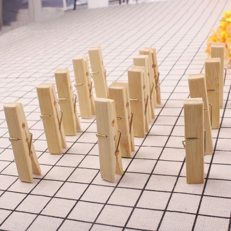 Factory Wholesale Decorative Mini Wooden Clothes Hanging Peg Clips Mini Craft Peg Clothespins Nature Bamboo Wooden peg