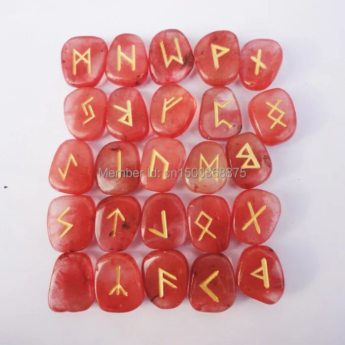 2019  top selling high quality gemstone carving  lucky chakra runes stones for wicca-Watermelon red