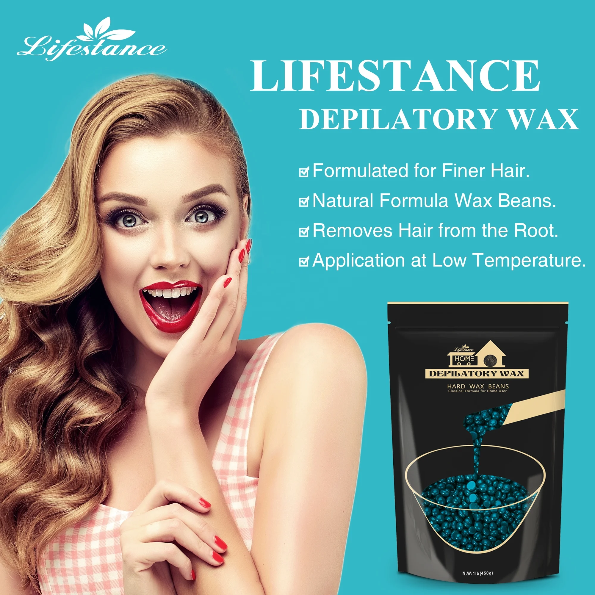 Lifestance Wholesale Premium Wax Formula Hot Film Brazilian Hard Wax Beads for Hair Removal Azulene Wax