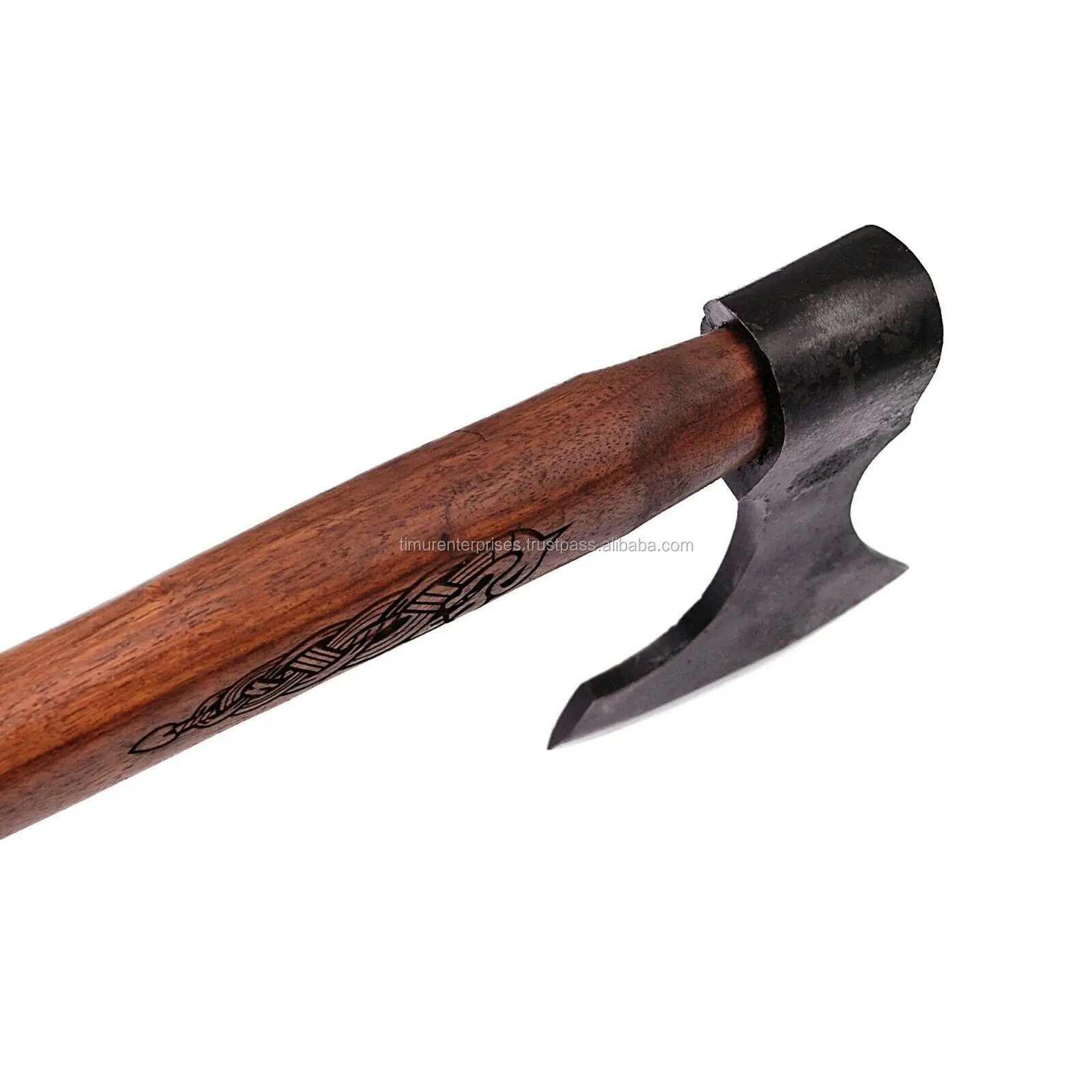 
Viking Age Scandinavian Skeggox Battle Axe | Engraved Handle HAND FORGED TOMAHAWK BEARDED HATCHET 