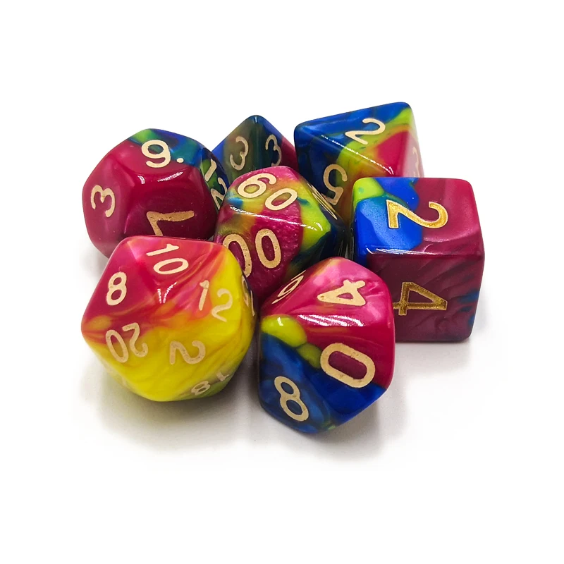 
Rainbow Color Polyhedral Dice Set 