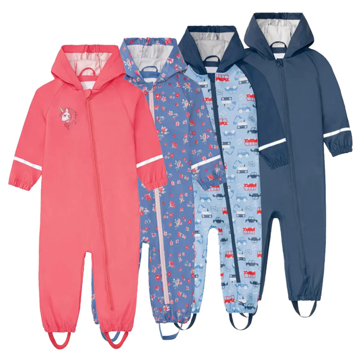 Kids Jumpsuit for Girls Waterproof Overall Girls PU Rain Pants Children Raincoat Baby Hooded Rainwear For Boys And Girls Clothes