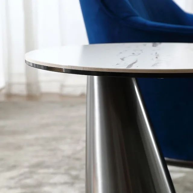 Modern Unique elegant Black Marble Top Rose Gold Round Side Table Set Metal Furniture