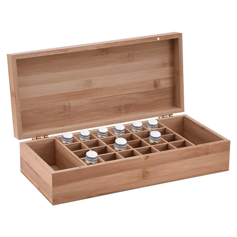 26 Compartments Bamboo Essential Oil Creative Packing Luxury Packaging Box Perfume Spray Bottle Design Rigid Perfume Box