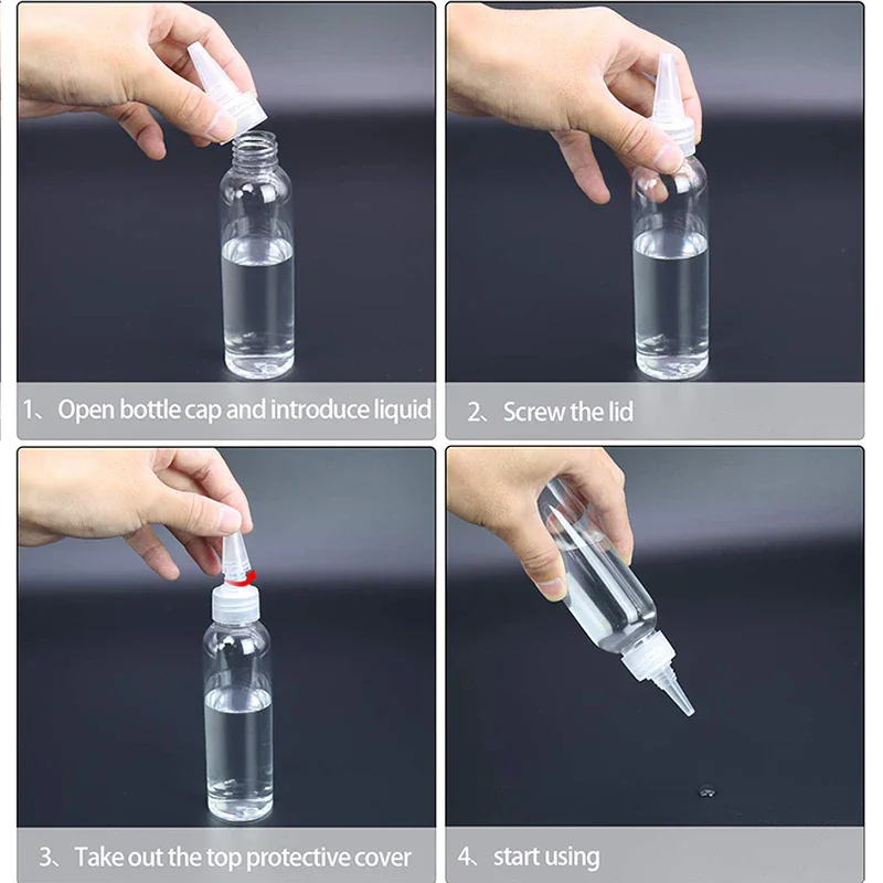 Empty 5ml 10ml 80ml 100ml Pointed Mouth Squeeze Bottle Custom Color Pointed Plastic Bottle