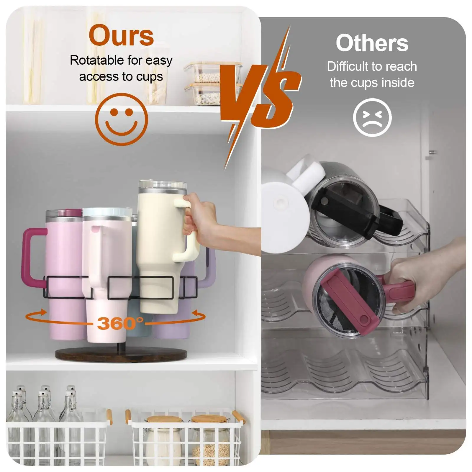 Hot Selling 40oz Hold 6 Bottles Stackable Water Bottle Organizer Rotatable Cup Holder for Stanley Kitchen Organizers and Storage