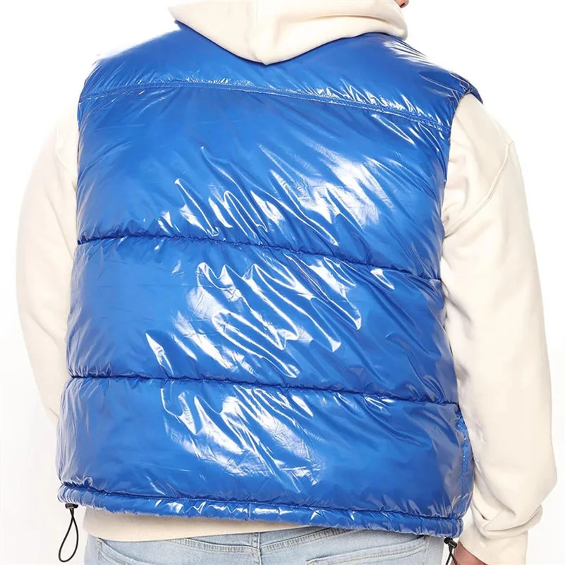 OEM custom logo solid color puffer vest thick warm bubble vest jacket casual winter quilted down vest