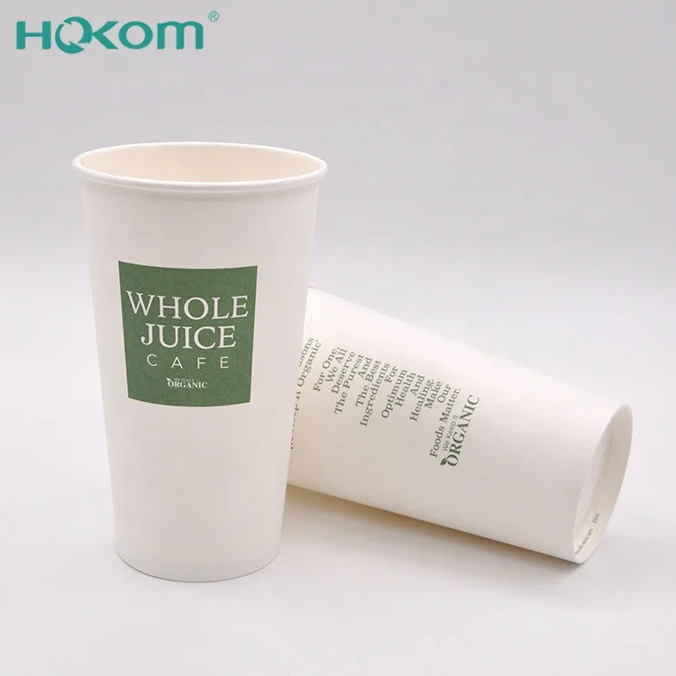 Hongkang factory single wall custom printing paper cups for hot drink 20oz eco-friendly disposable paper cups in stock for sale