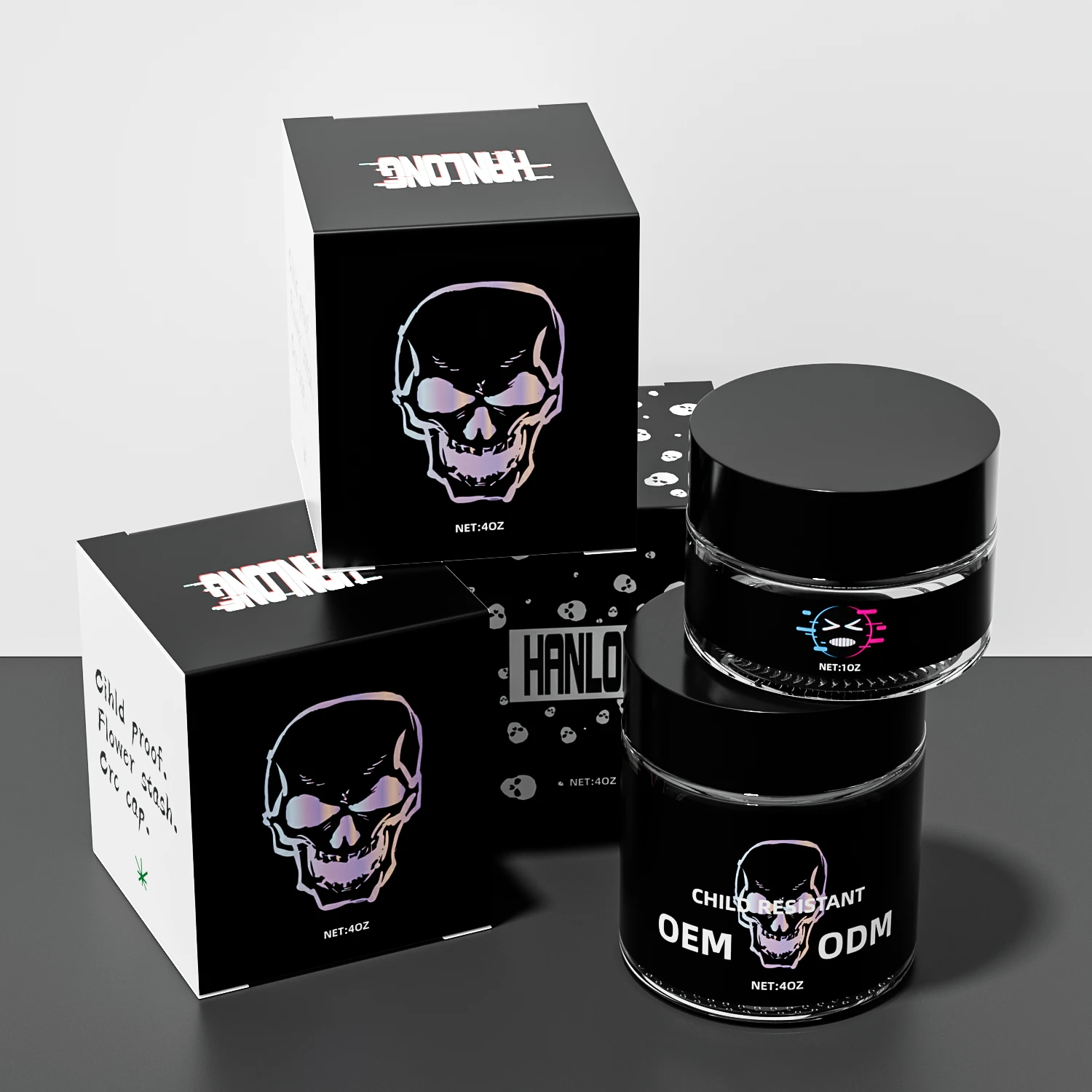 1oz 2oz 3oz 4oz round storage stash jar flower buds airtight smell proof child proof container child resistant glass jar