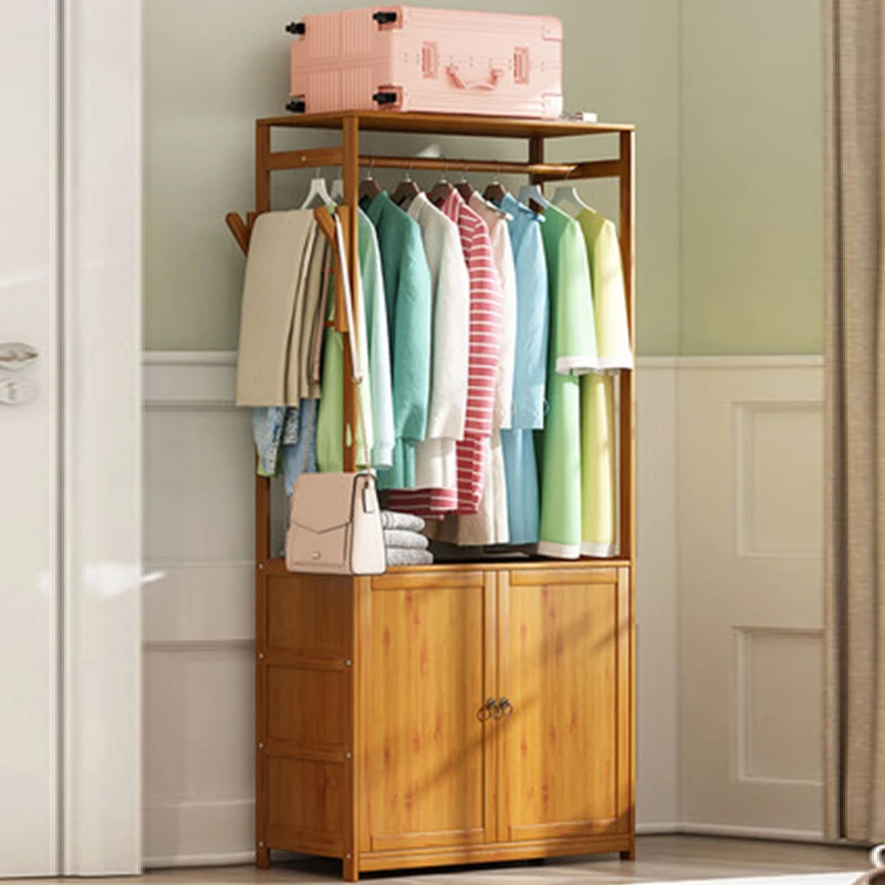 Бамбуковые полки для хранения одежды, вешалка для одежды с полкой для обуви, большой шкаф для пальто